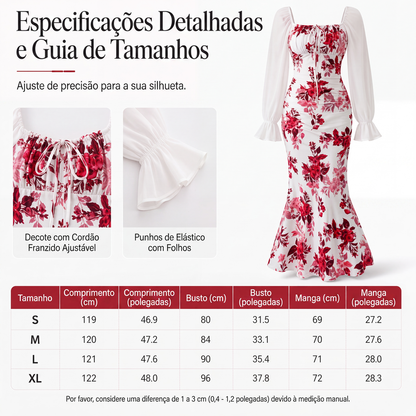 ✨👗Vestido evasê elegante com estampa floral para mulheres