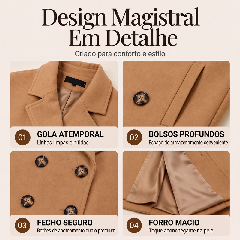 ✨Casaco de lã mista trespassado para mulher