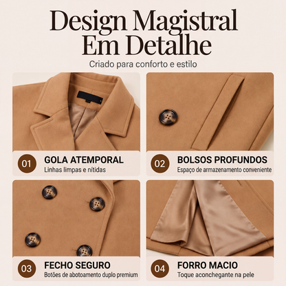 ✨Casaco de lã mista trespassado para mulher