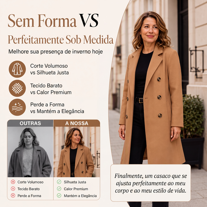 ✨Casaco de lã mista trespassado para mulher