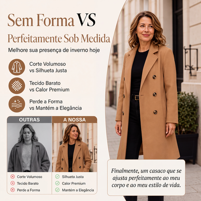 ✨Casaco de lã mista trespassado para mulher