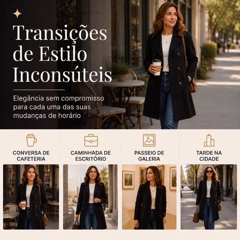 ✨Casaco de lã mista trespassado para mulher