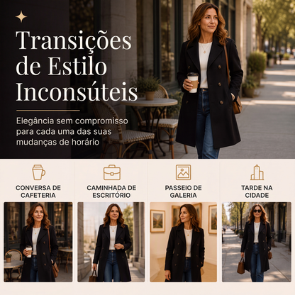 ✨Casaco de lã mista trespassado para mulher