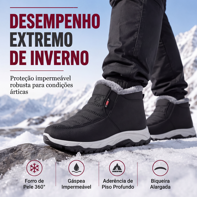 Botas de neve masculinas de inverno quentes, sem cadarço