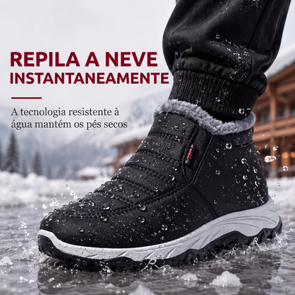 Botas de neve masculinas de inverno quentes, sem cadarço