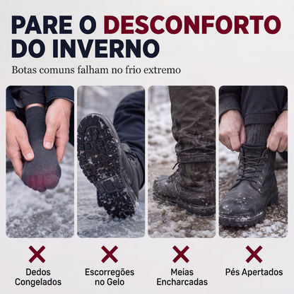 Botas de neve masculinas de inverno quentes, sem cadarço