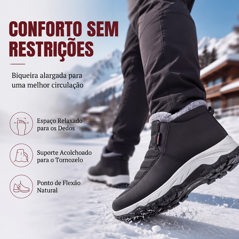 Botas de neve masculinas de inverno quentes, sem cadarço