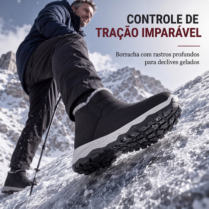 Botas de neve masculinas de inverno quentes, sem cadarço