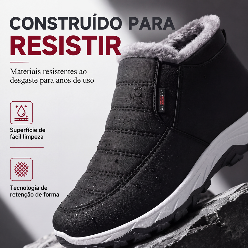 Botas de neve masculinas de inverno quentes, sem cadarço