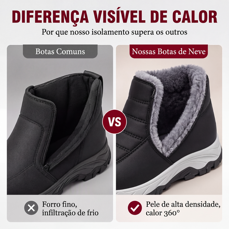 Botas de neve masculinas de inverno quentes, sem cadarço