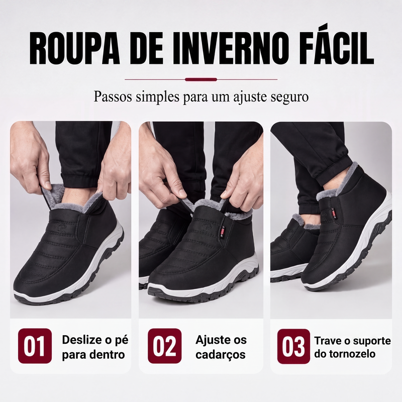 Botas de neve masculinas de inverno quentes, sem cadarço