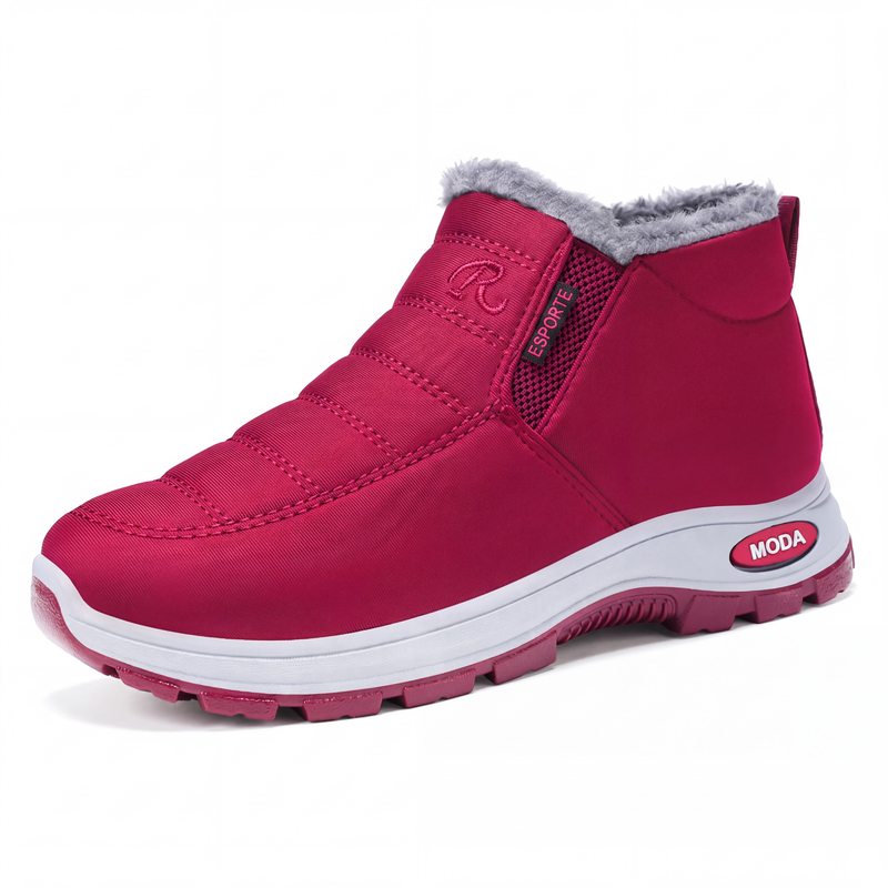 Botas de neve masculinas de inverno quentes, sem cadarço