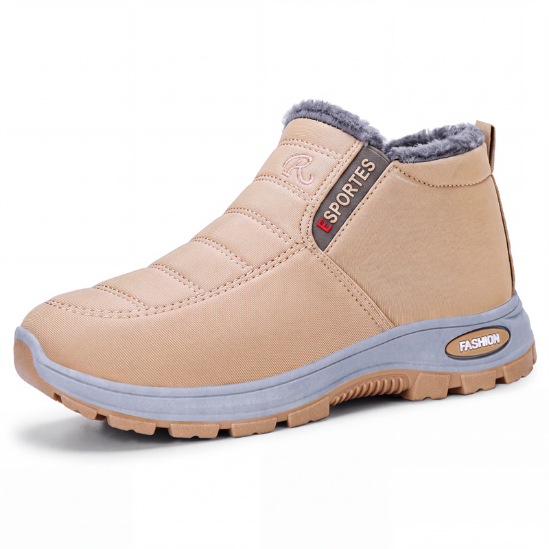 Botas de neve masculinas de inverno quentes, sem cadarço