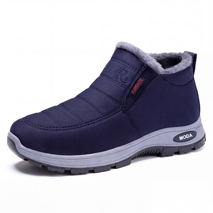 Botas de neve masculinas de inverno quentes, sem cadarço