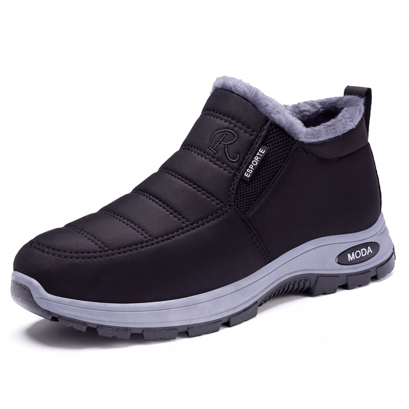 Botas de neve masculinas de inverno quentes, sem cadarço