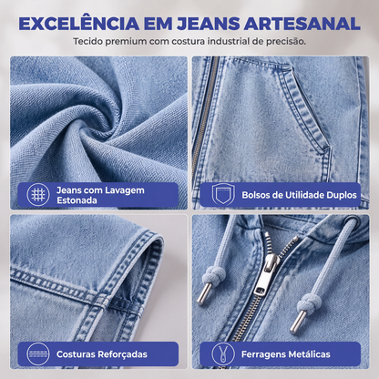 ✨👚Colete Casaco Jeans Casual com Capuz para Mulher
