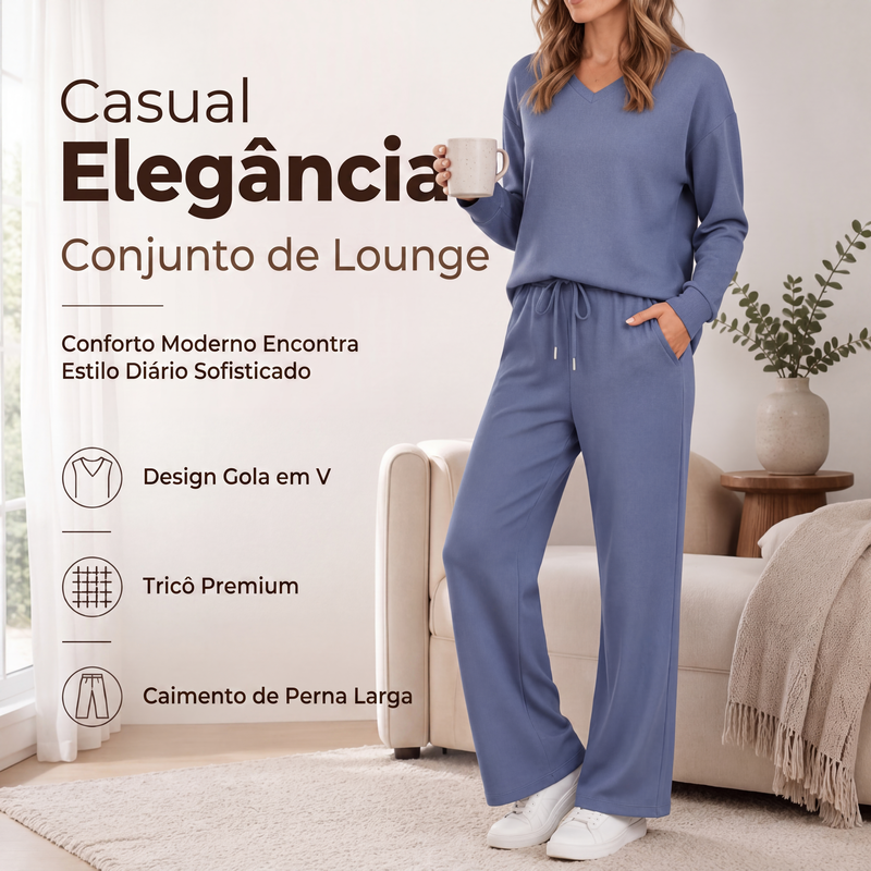 ✨👗Conjunto de 2 peças de top e calças casuais femininas para descanso