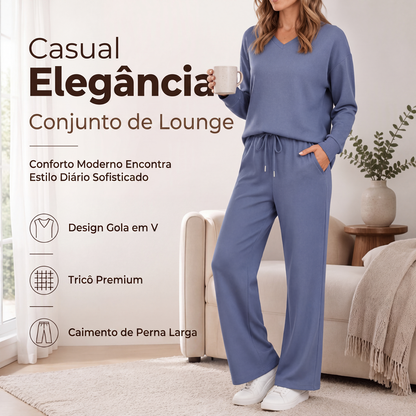 ✨👗Conjunto de 2 peças de top e calças casuais femininas para descanso