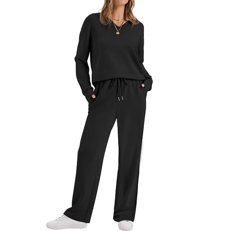 ✨👗Conjunto de 2 peças de top e calças casuais femininas para descanso