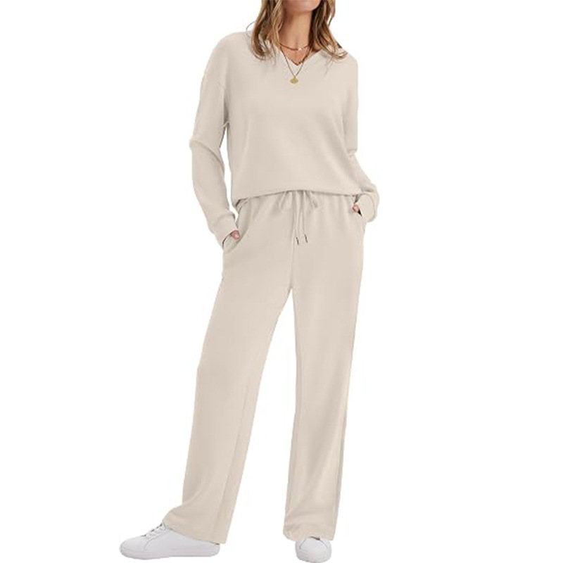 ✨👗Conjunto de 2 peças de top e calças casuais femininas para descanso