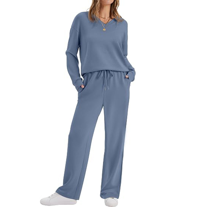 ✨👗Conjunto de 2 peças de top e calças casuais femininas para descanso