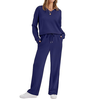 ✨👗Conjunto de 2 peças de top e calças casuais femininas para descanso