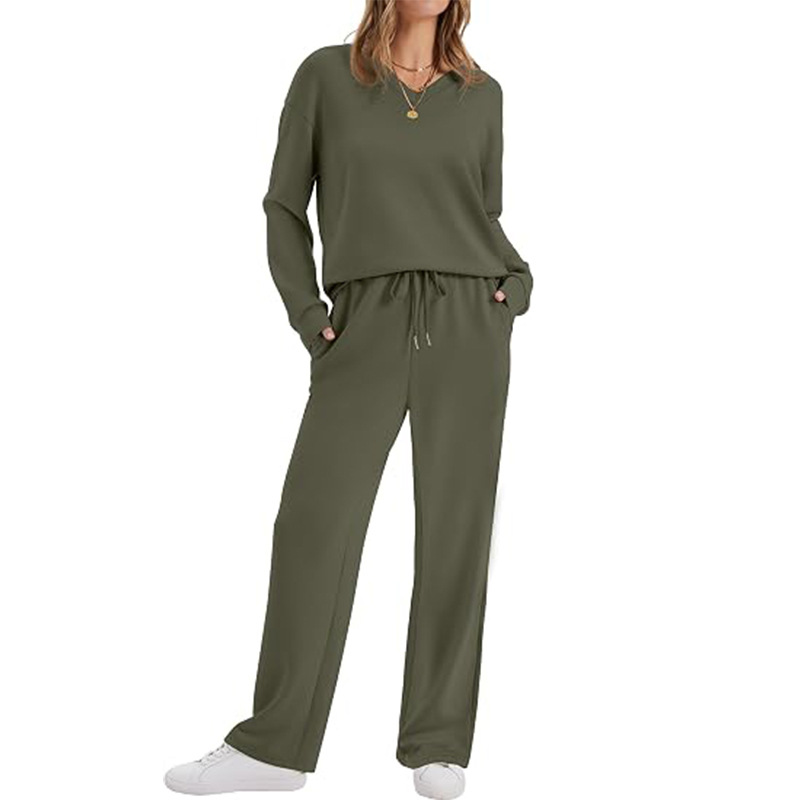 ✨👗Conjunto de 2 peças de top e calças casuais femininas para descanso
