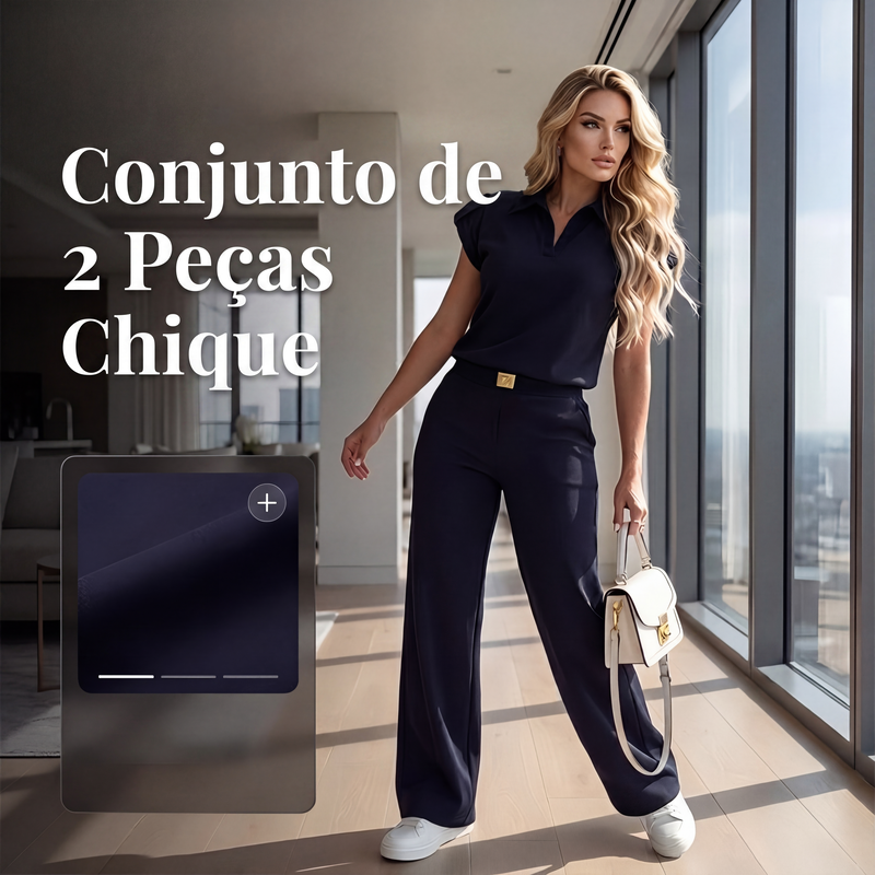 ✨👗Conjunto de 2 peças: blusa casual e calça feminina