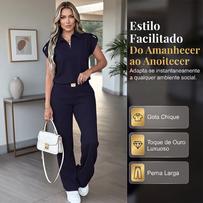 ✨👗Conjunto de 2 peças: blusa casual e calça feminina