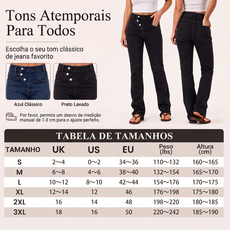 ✨Calças jeans assimétricas com cós cruzado de cintura alta para mulher