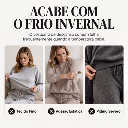 ✨👗Conjunto de moletom com capuz e calça de trança de pelúcia para mulher