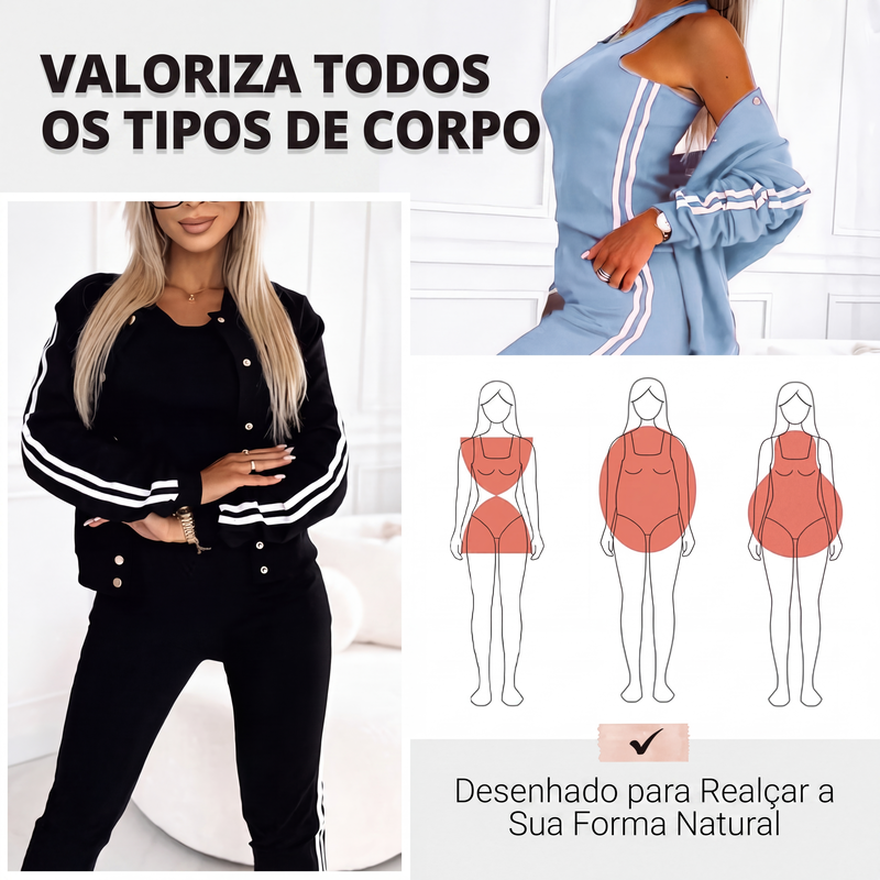 ✨👗Conjunto Casual Feminino de 3 Peças - Jaqueta, Regata e Calça