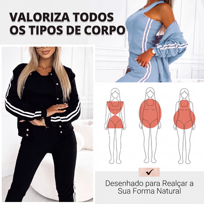 ✨👗Conjunto Casual Feminino de 3 Peças - Jaqueta, Regata e Calça