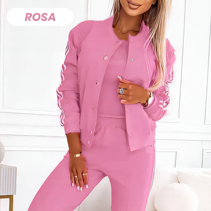 ✨👗Conjunto Casual Feminino de 3 Peças - Jaqueta, Regata e Calça