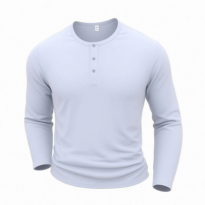 Camisa masculina casual de manga longa com gola Henley