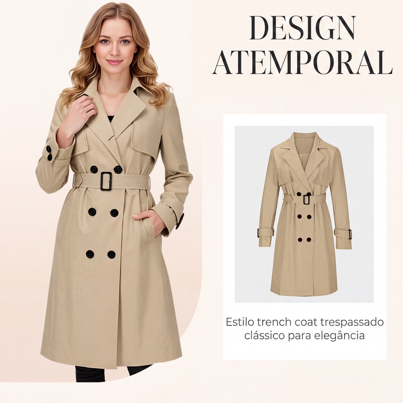 ✨👚Casaco Trench Casual de Botões Duplos para Mulher