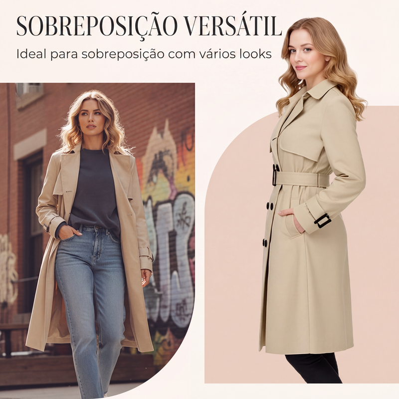 ✨👚Casaco Trench Casual de Botões Duplos para Mulher