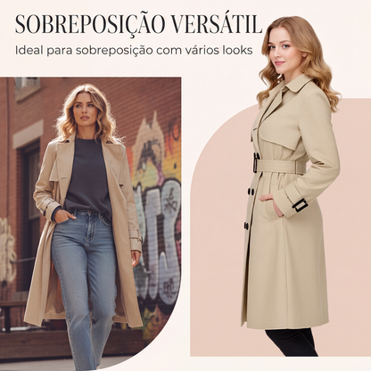 ✨👚Casaco Trench Casual de Botões Duplos para Mulher