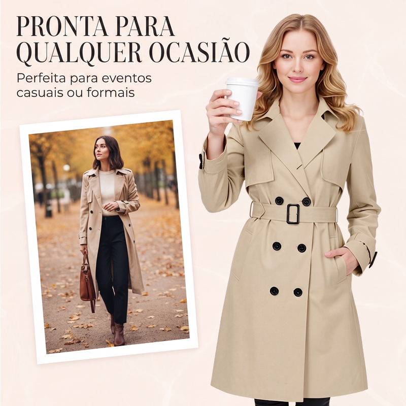 ✨👚Casaco Trench Casual de Botões Duplos para Mulher