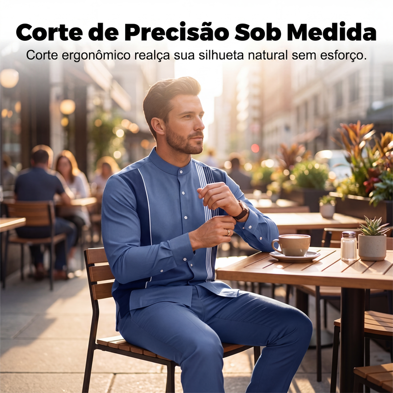 Conjunto masculino de 2 peças: camisa listrada e calças
