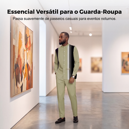 Conjunto masculino de 2 peças: camisa listrada e calças