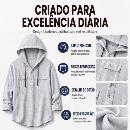 ✨Camisa masculina casual de manga comprida com capuz