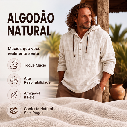 ✨Camisa masculina casual de manga comprida com capuz