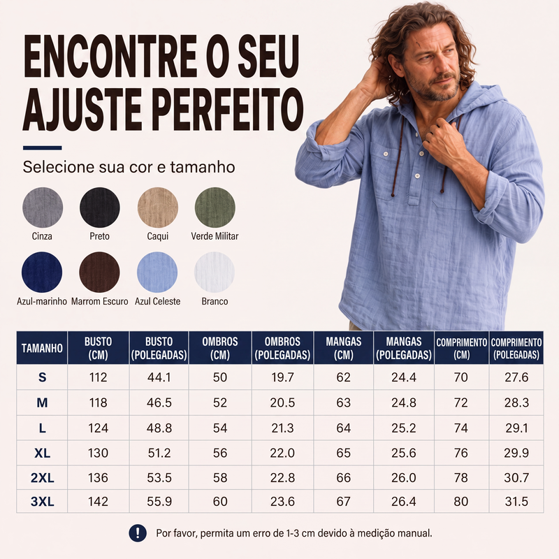 ✨Camisa masculina casual de manga comprida com capuz