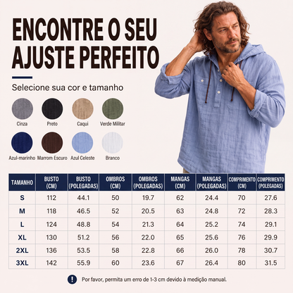 ✨Camisa masculina casual de manga comprida com capuz