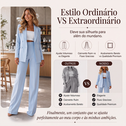 ✨👗Conjunto de 2 peças feminino: blazer elegante e calça