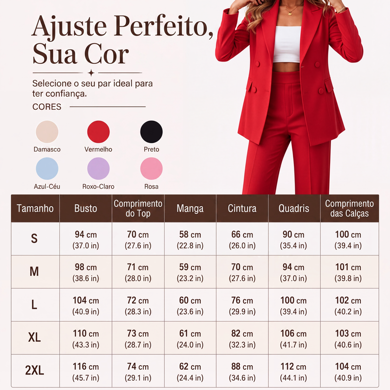 ✨👗Conjunto de 2 peças feminino: blazer elegante e calça