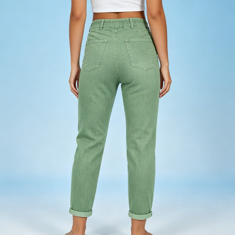 ✨Calças jogger jeans casuais femininas com cordão