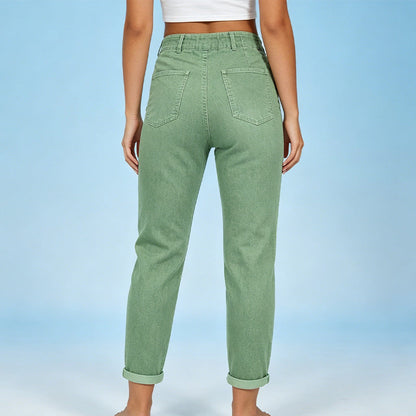 ✨Calças jogger jeans casuais femininas com cordão