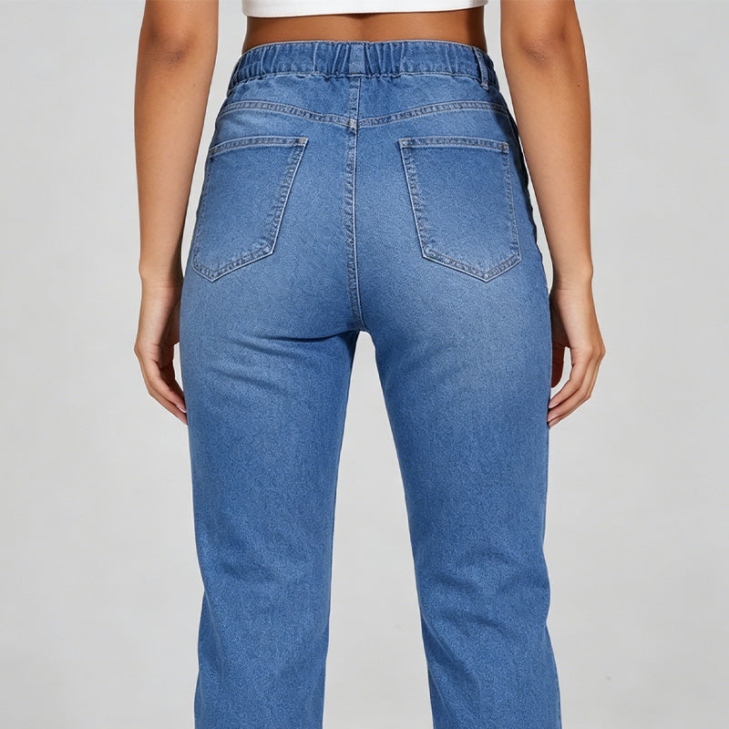 ✨Calças jogger jeans casuais femininas com cordão